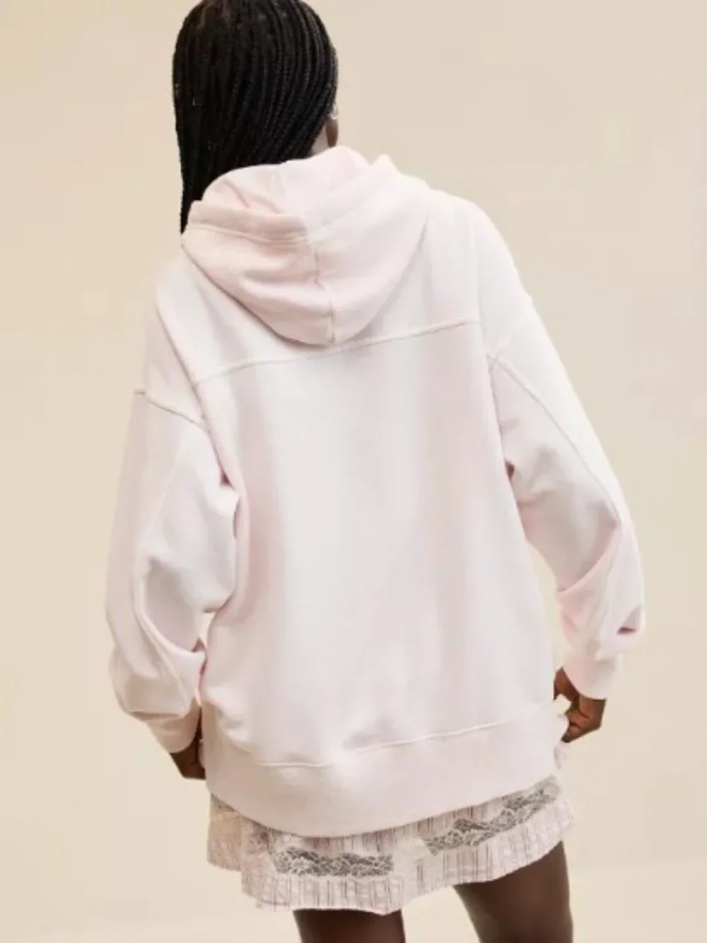 ❗️Sold❗️Aerie Oversized Travel Hoodie Pink Petal Longer Length Size M NWT - Picture 3 of 11
